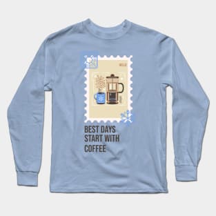 Coffee Lover Coffee Cup Winter time Holidays Christmas Stamp Long Sleeve T-Shirt